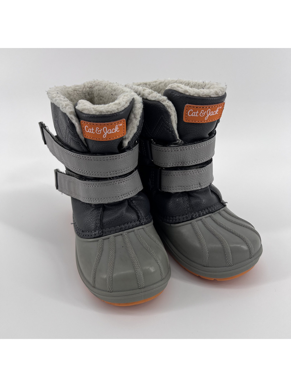 Toddler Little Boy Winter Snow Boots - Size 11 - Cat & Jack - Gray Black Orange
